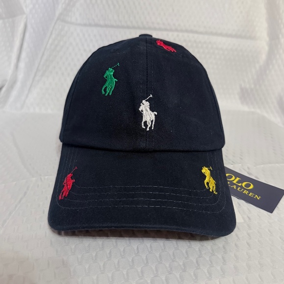 Polo Ralph Lauren Other - MEN'S VINTAGE POLO RALPH LAUREN MULTICOLOR LOGO NAVY BLUE CAP M/L